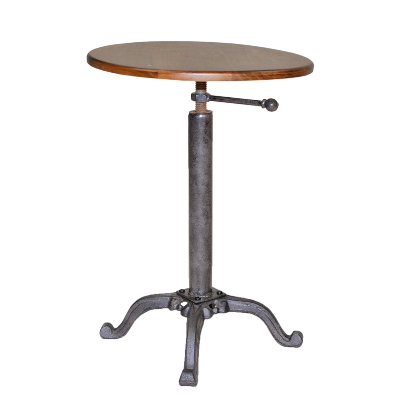22" Industrial And Chestnut Solid Wood Round End Table By Homeroots
