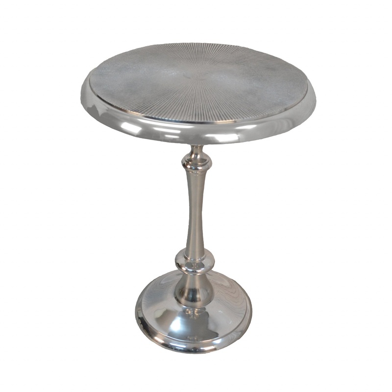 25" Aluminum Metal Textured Round Top End Table By Homeroots