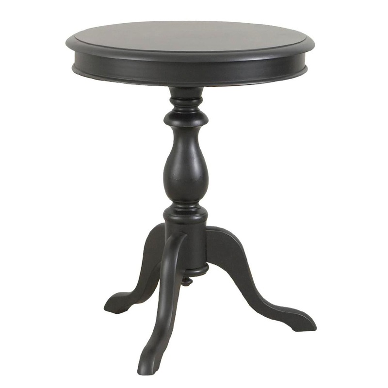 25" Black Manufactured Wood Round End Table By Homeroots