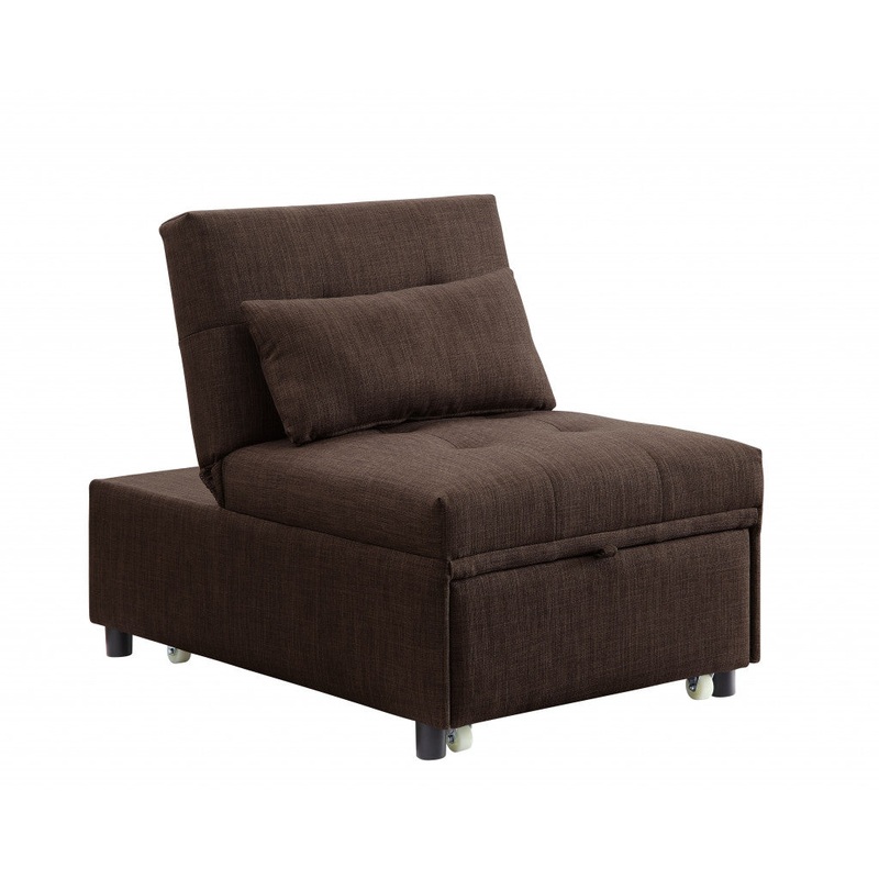 28" Brown Linen And Black Sleeper Sofa By Homeroots