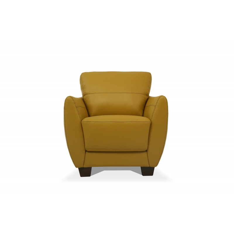 33" Mustard Genuine Leather And Black Arm Chair By Homeroots