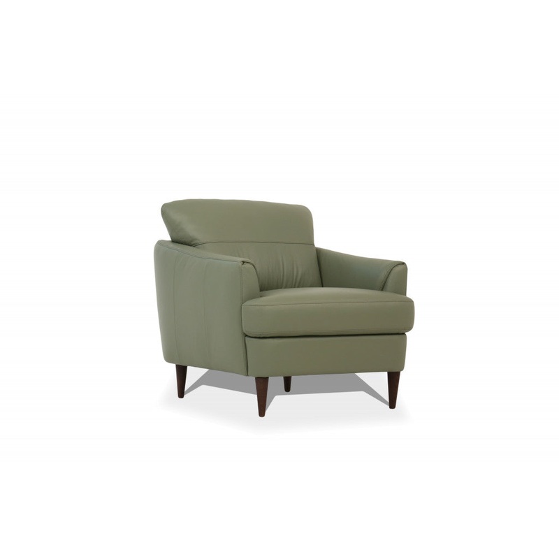34" Moss Green Genuine Leather And Black Arm Chair By Homeroots