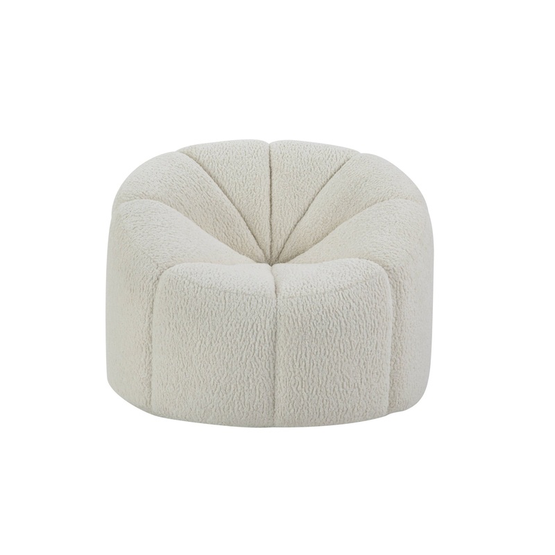 38" White And Black Sherpa Swivel Barrel Chair By Homeroots