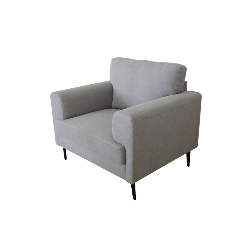 41" Light Gray And Black Linen Arm Chair By Homeroots