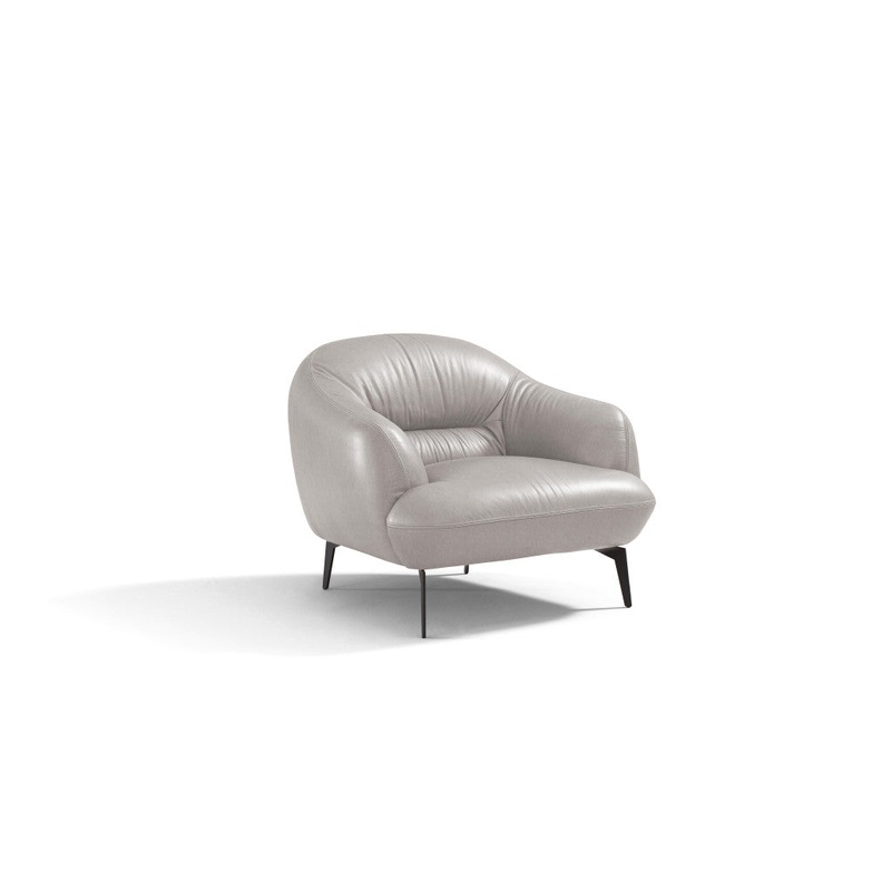 41" Taupe And Black Genuine Leather Balloon Chair By Homeroots