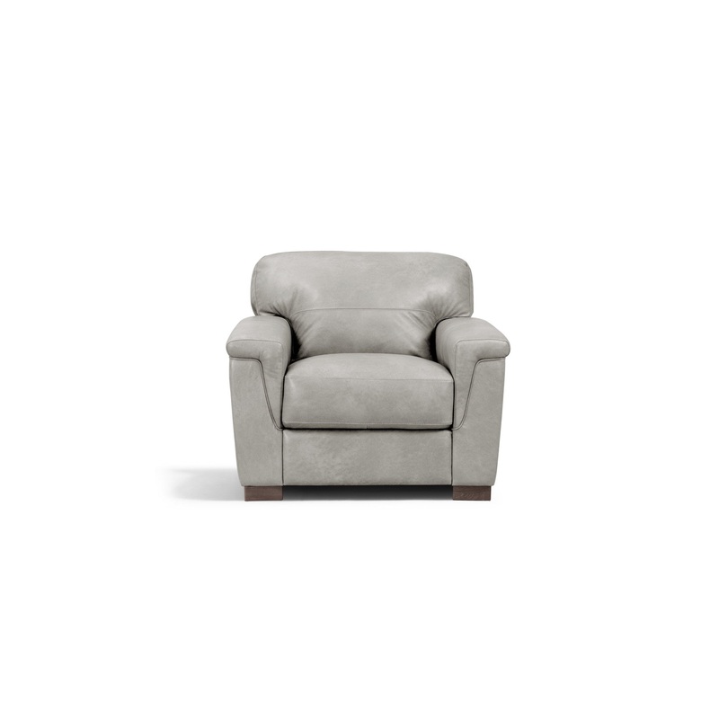43" Gray and Brown Genuine Leather Arm Chair By Homeroots