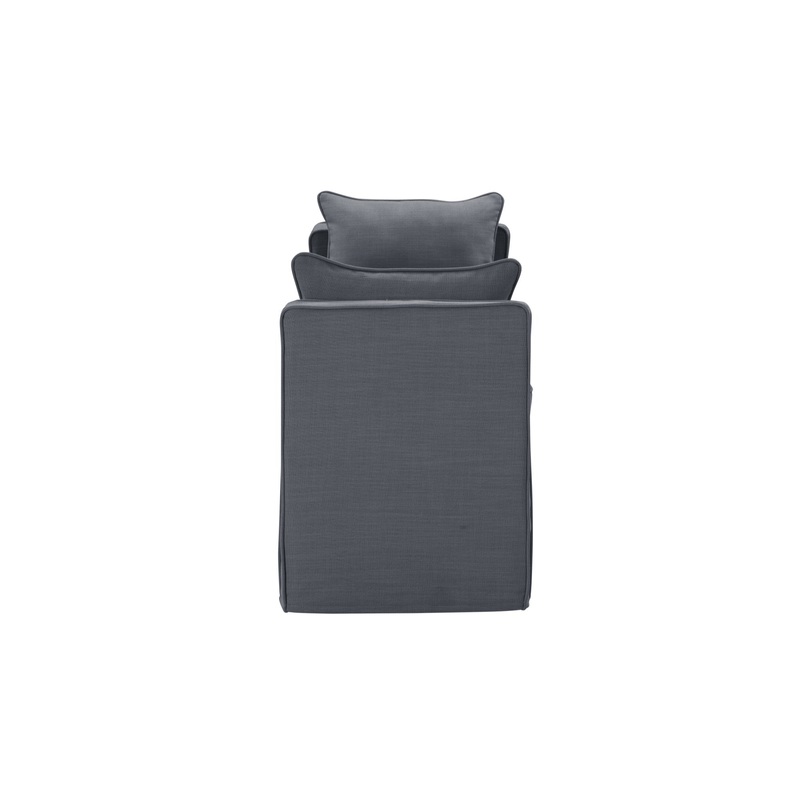53" Gray And Black Upholstered Linen Bench By Homeroots