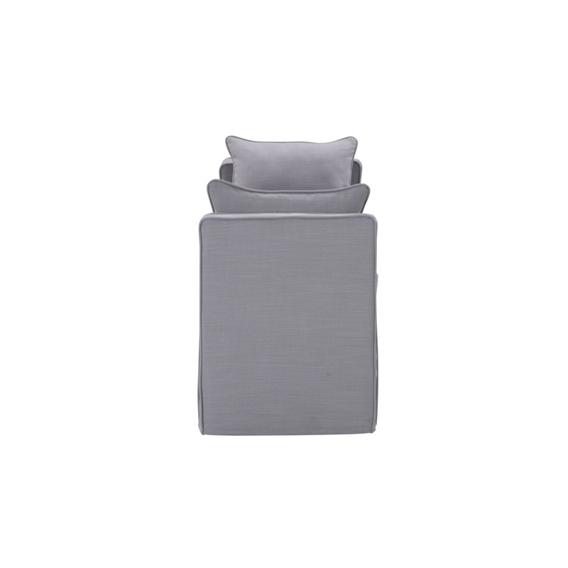 53" Light Gray And Black Upholstered Linen Bench By Homeroots