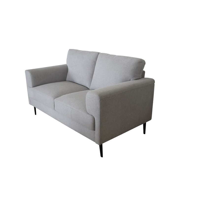 61" Light Gray 100% Linen And Black Love Seat By Homeroots