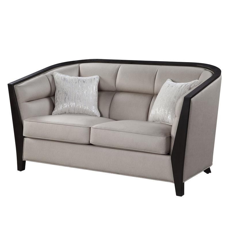 64" Beige Black Love Seat By Homeroots