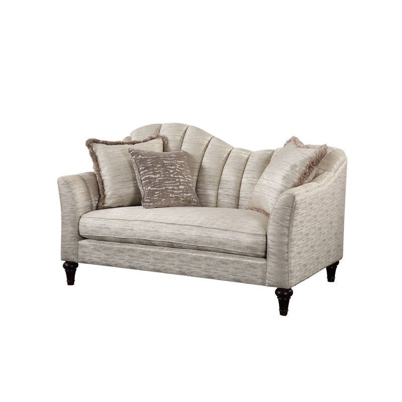 66" Black Linen Love Seat And Toss Pillows By Homeroots