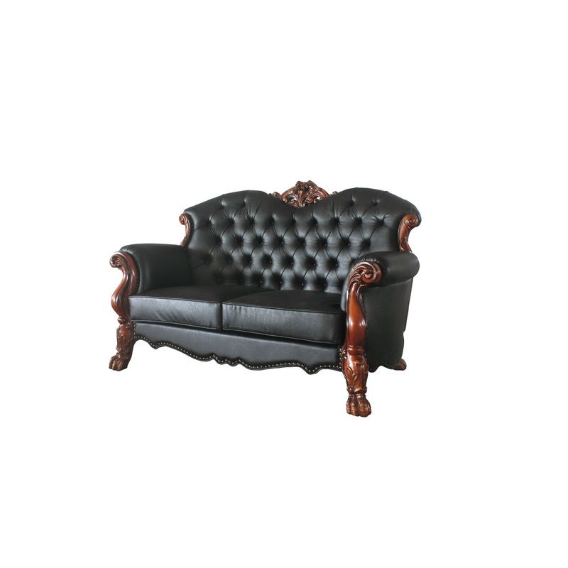 71" Black And Brown Faux Leather Love Seat And Toss Pillows By Homeroots