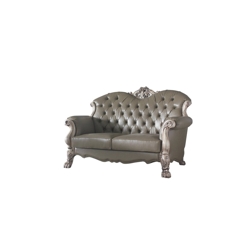71" Patina And Bone Faux Leather Love Seat And Toss Pillows By Homeroots
