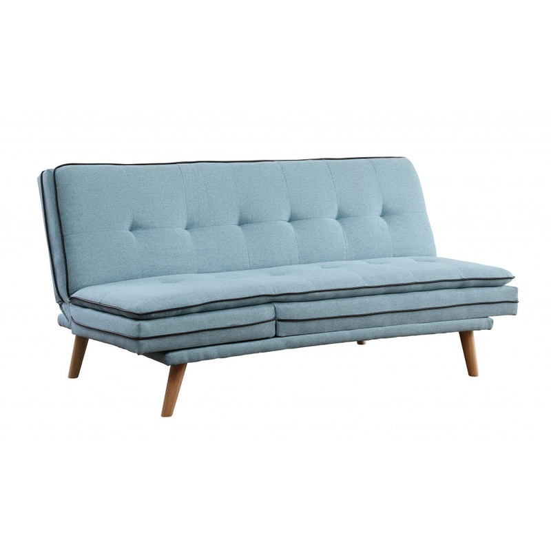 72" Blue Linen And Brown Sofa By Homeroots