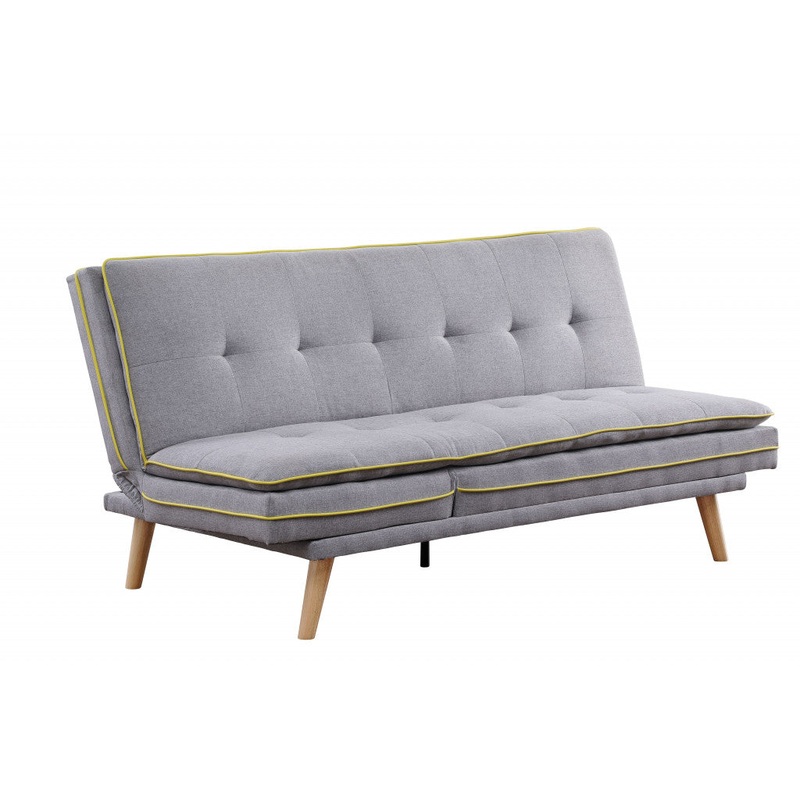 72" Gray Linen And Brown Sofa By Homeroots