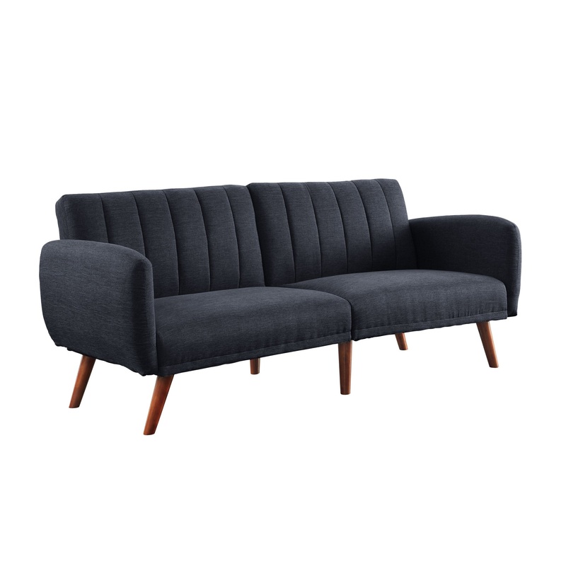 76" Gray Linen And Wood Brown Sleeper Sofa By Homeroots