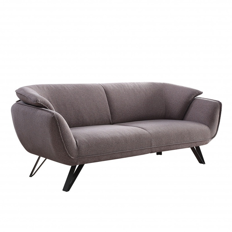 78" Gray Linen And Black Sofa By Homeroots