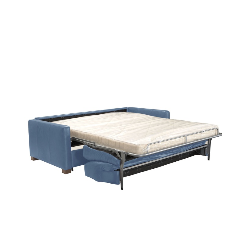 81" Blue Leather And Black Sleeper Sofa By Homeroots