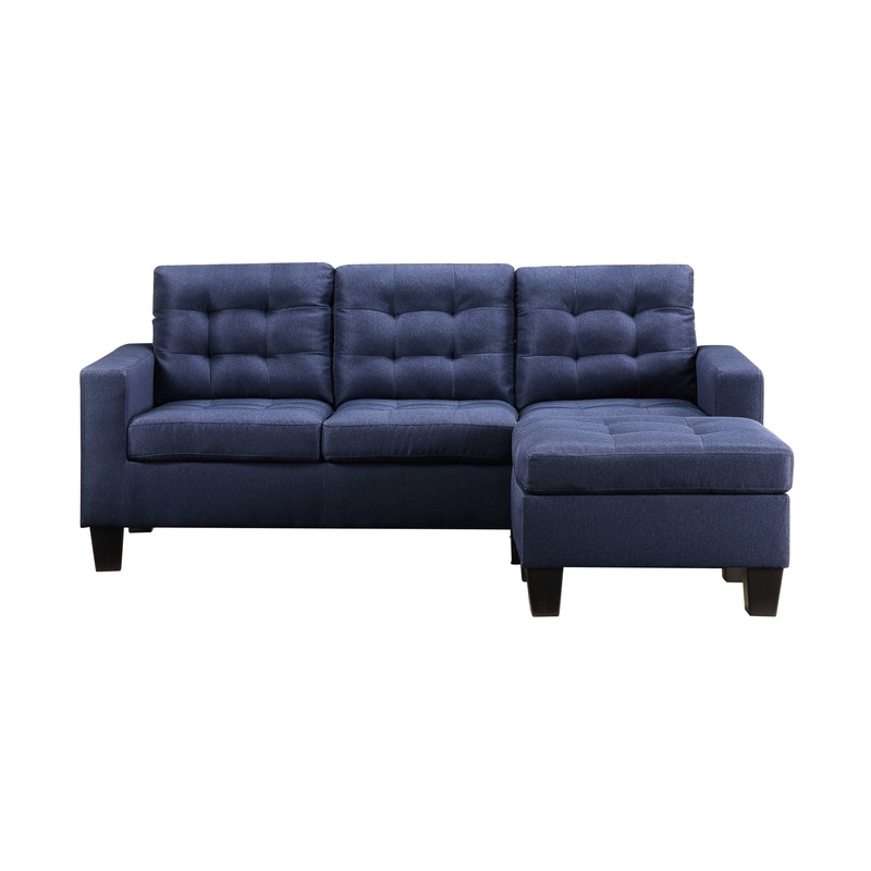 81" Blue Linen And Black Sofa By Homeroots