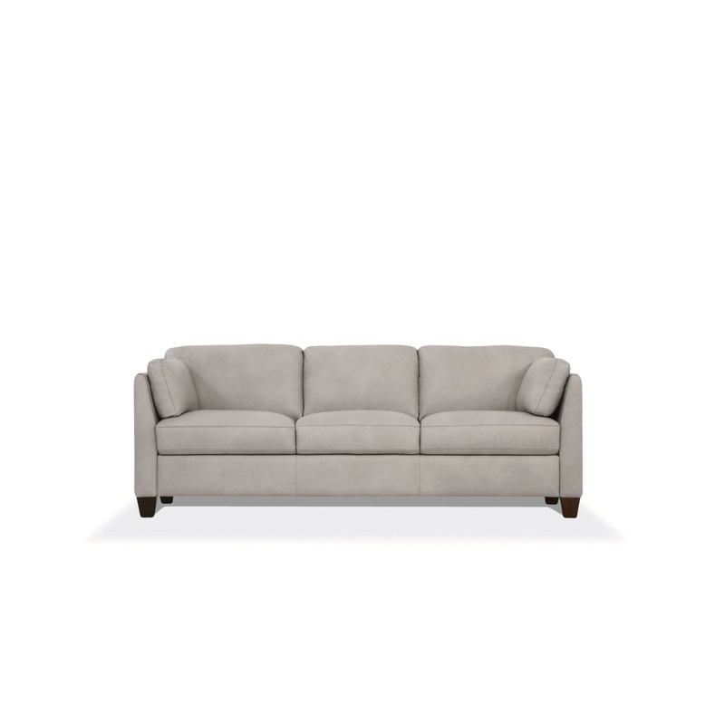81" Dusty White Leather And Black Sofa By Homeroots