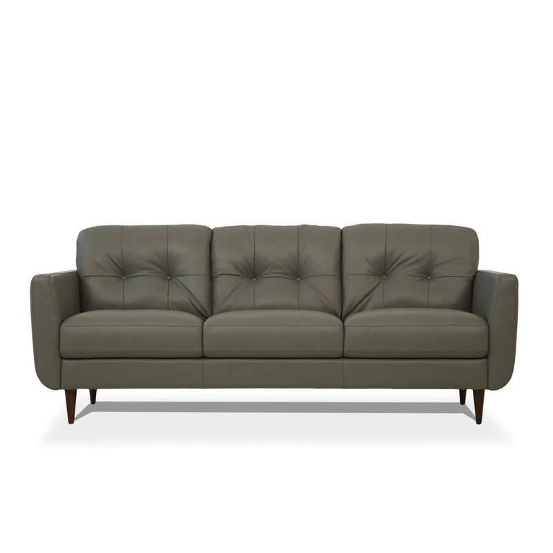 83" Green Leather And Black Sofa By Homeroots