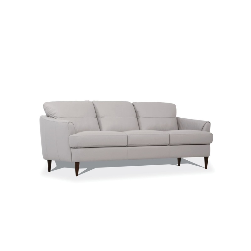 83" Pearl Gray Leather And Black Sofa By Homeroots