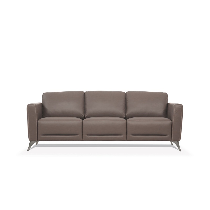 83" Taupe Leather And Black Sofa By Homeroots