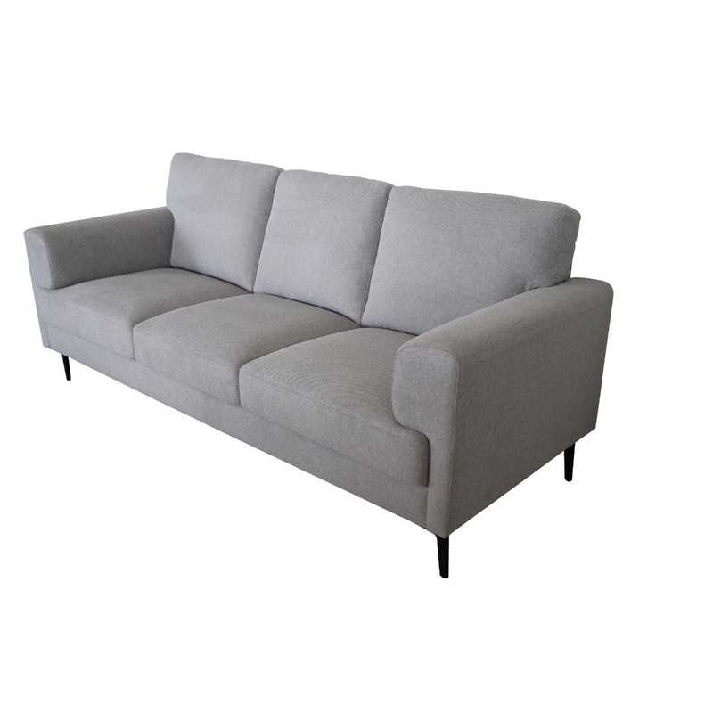 84" Light Gray Linen And Black Sofa By Homeroots