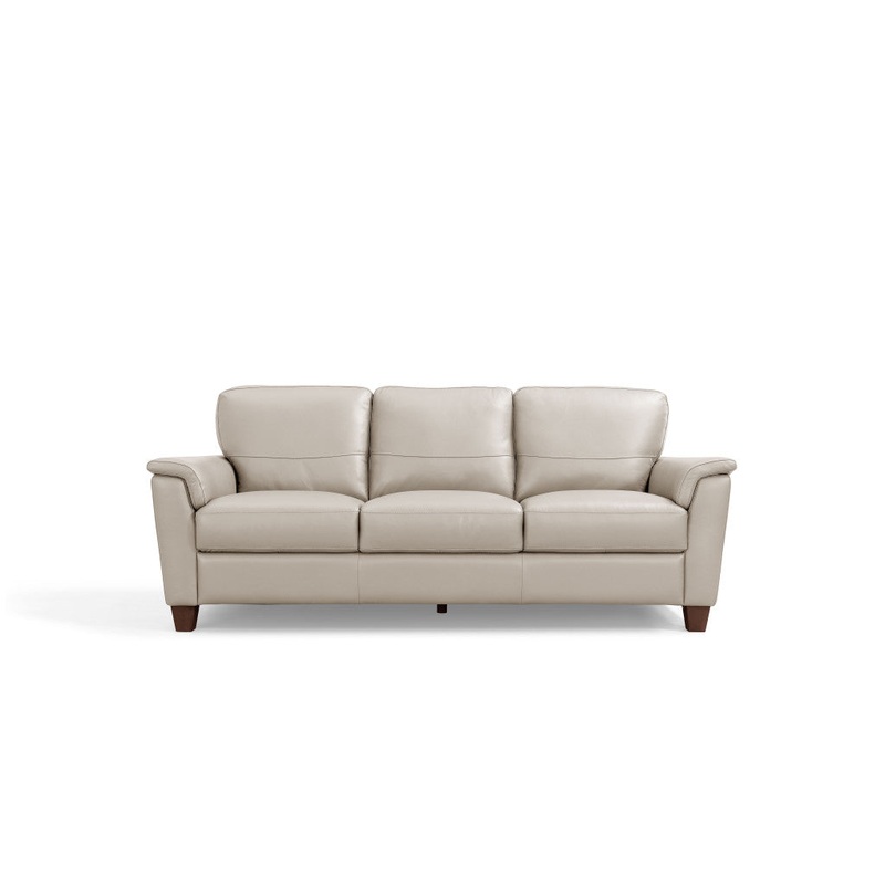 85" Beige Leather And Black Sofa By Homeroots