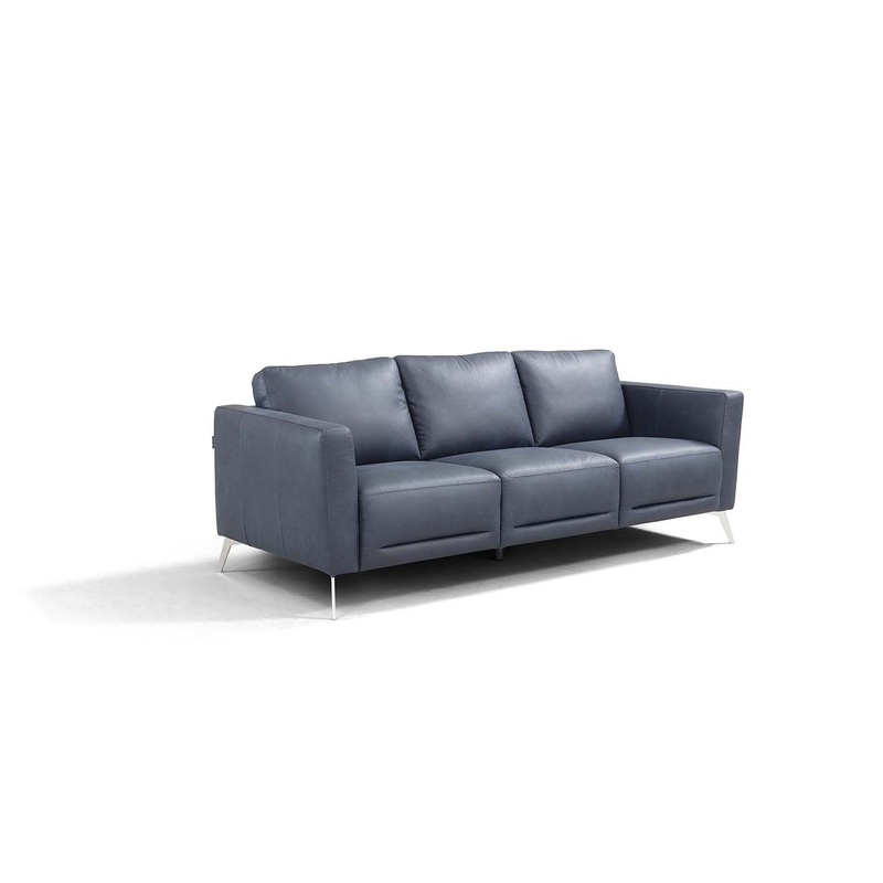 85" Blue Leather And Black Sofa By Homeroots