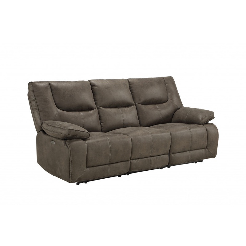 87" Gray And Black Reclining Usb Sofa By Homeroots