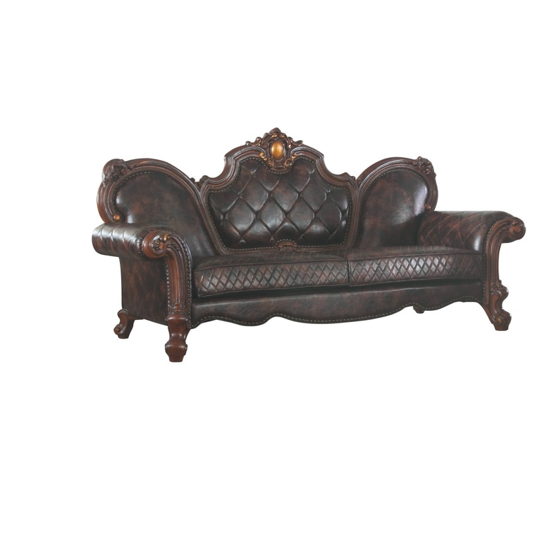 93" Dark Brown Faux Leather Sofa With Three Toss Pillows By Homeroots