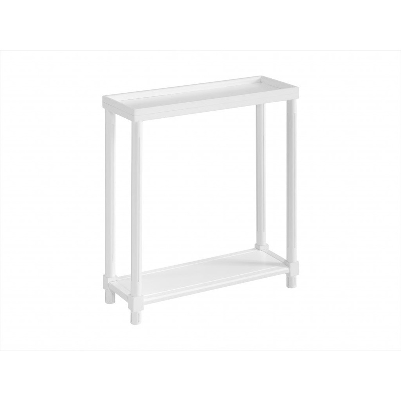 Set Of Two 24" White Narrow Wood End Tables With Shelf By Homeroots