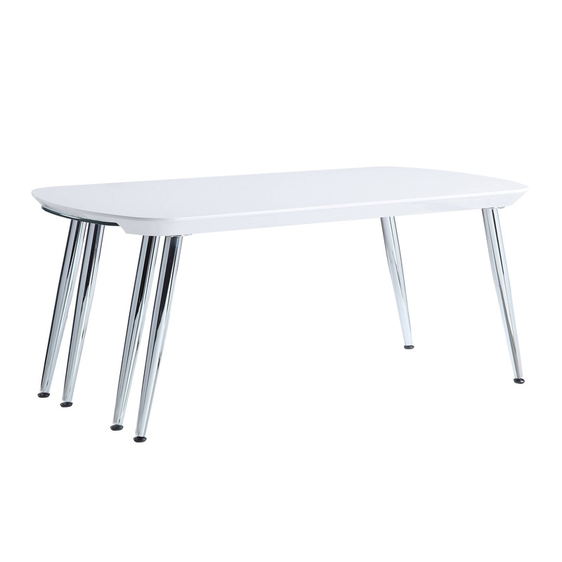 28" Chrome And White Glass Manufactured Wood And Metal Free Form Coffee Table By Homeroots