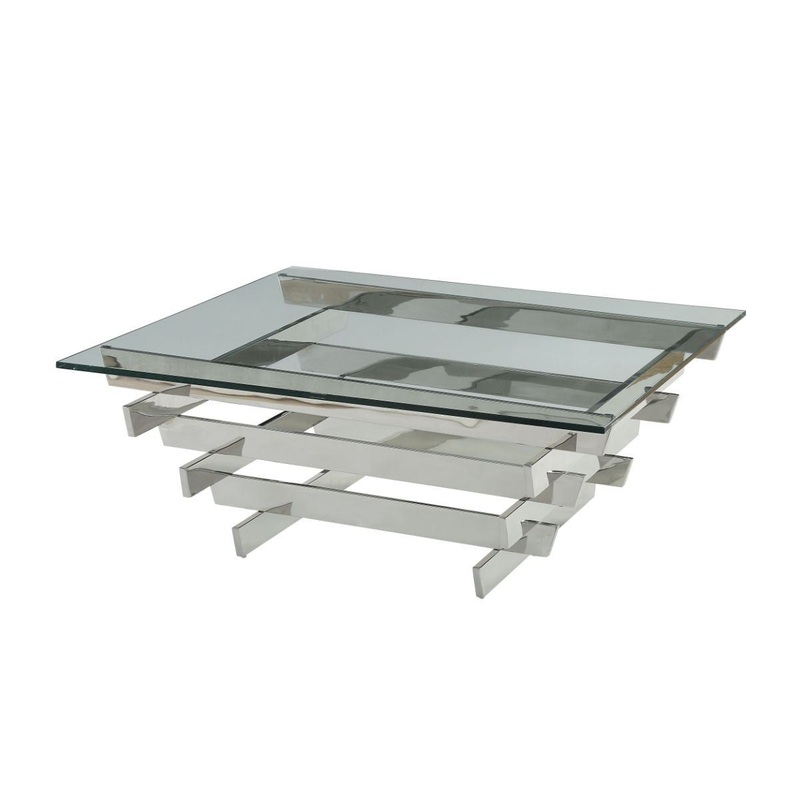41" Chrome And Clear Glass Square Coffee Table By Homeroots