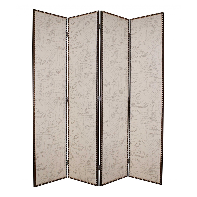Beige Wood & Fabric Screen By Homeroots