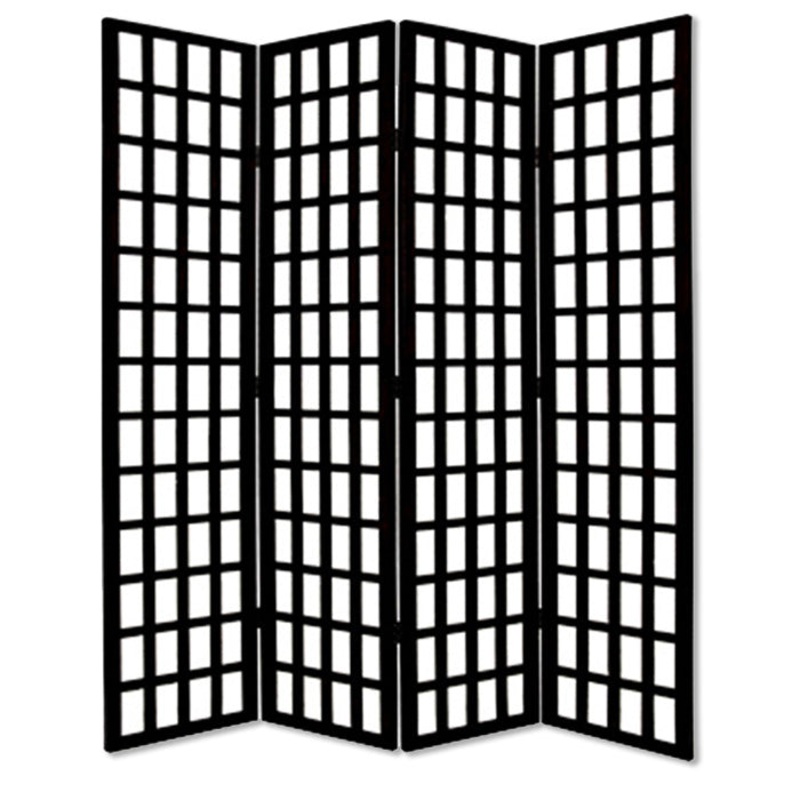 Black And White Folding Four Panel Screen Room Divider By Homeroots