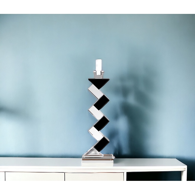 Black Crystal Geometric Tabletop Pillar Candle Holders By Homeroots