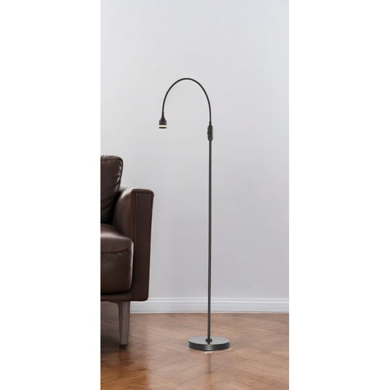 Black LED Arched Floor Lamp With Black Drum By Homeroots