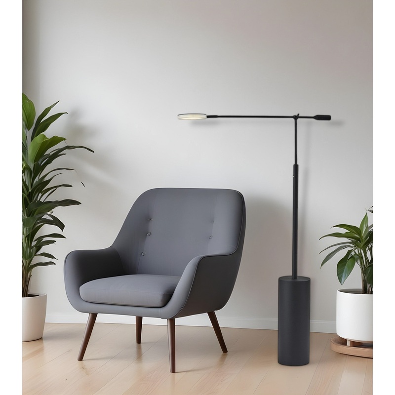 Black Metal LED Light Changing Swing Arm Floor Lamp By Homeroots