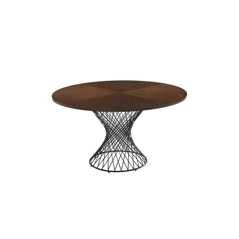Brown And Black Rounded Solid Manufactured Wood And Iron Pedestal Base Dining Table By Homeroots