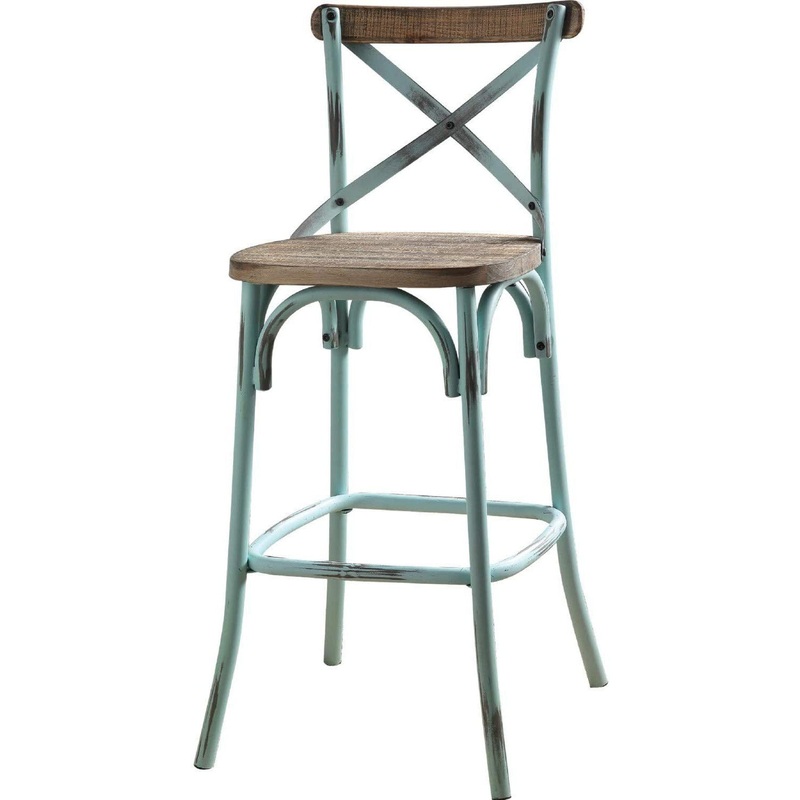 Brown And Sky Blue Iron Bar Chair By Homeroots