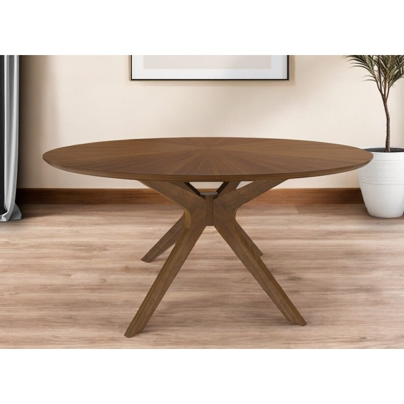 Brown Rounded Pedestal Base Dining Table By Homeroots