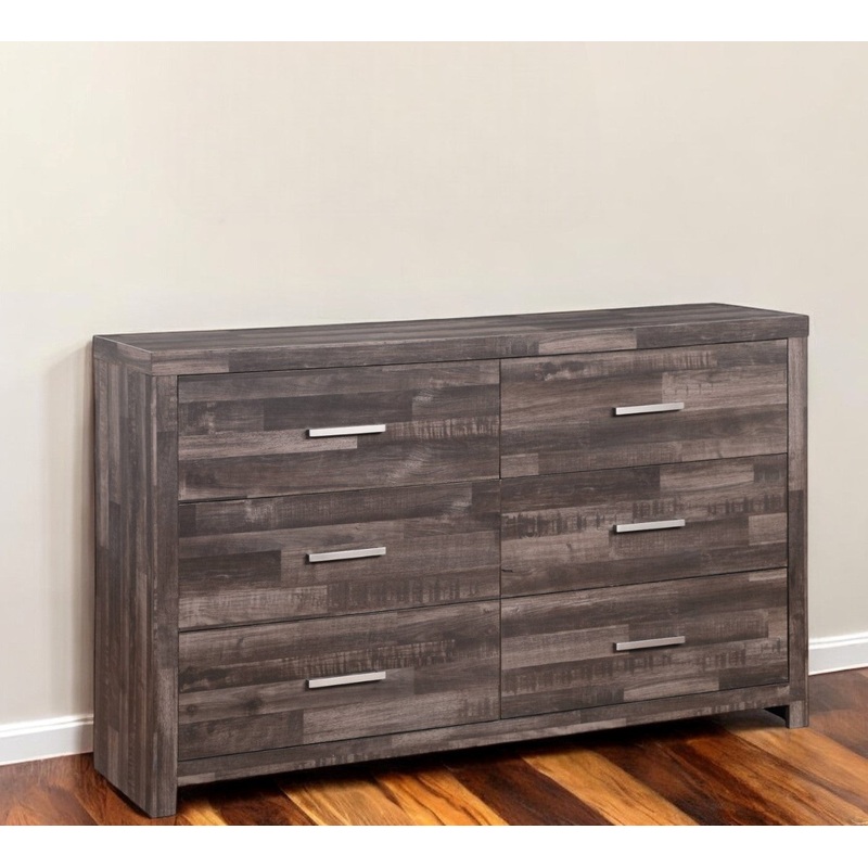 Dark Brown Solid and Manufactured Wood Six Drawer Double Dresser By Homeroots