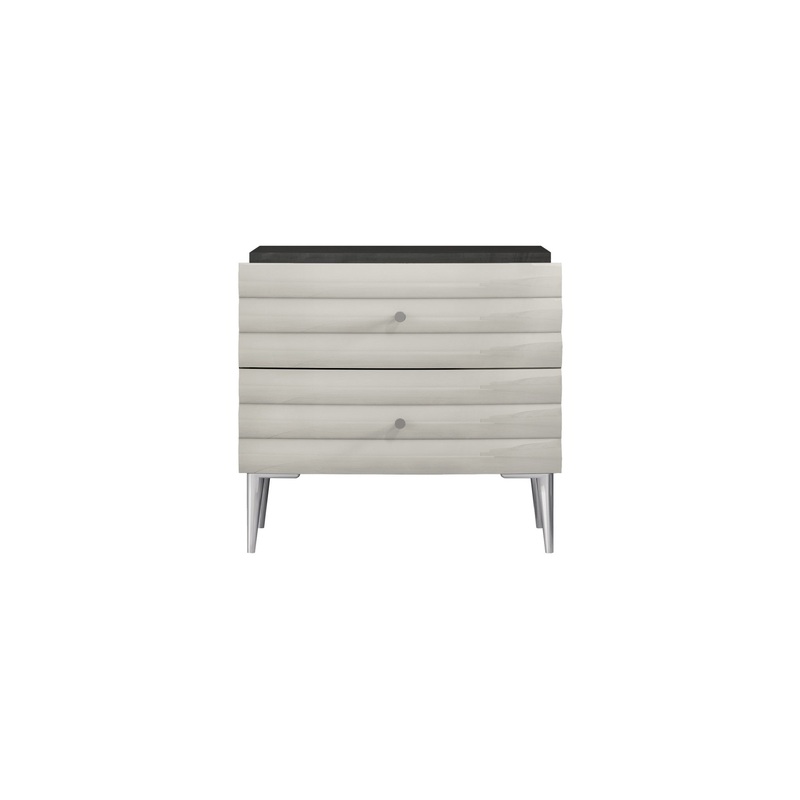 Dark Gray And Ivory Light Gray Two Drawer Nightstand By Homeroots