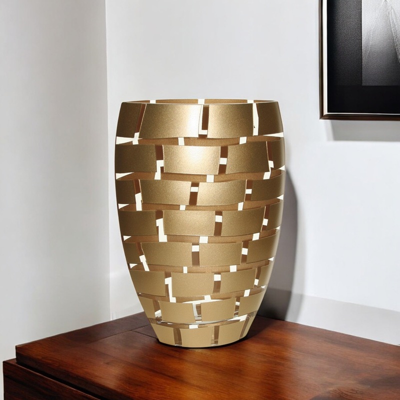 Gold And Clear Geometric Oval Lead Free Crystal Table Vase By Homeroots