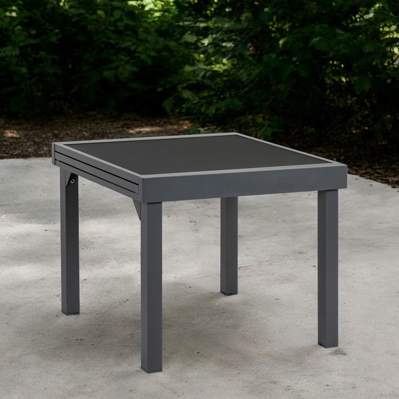 Gray Square Glass Extendable Outdoor Side Table By Homeroots