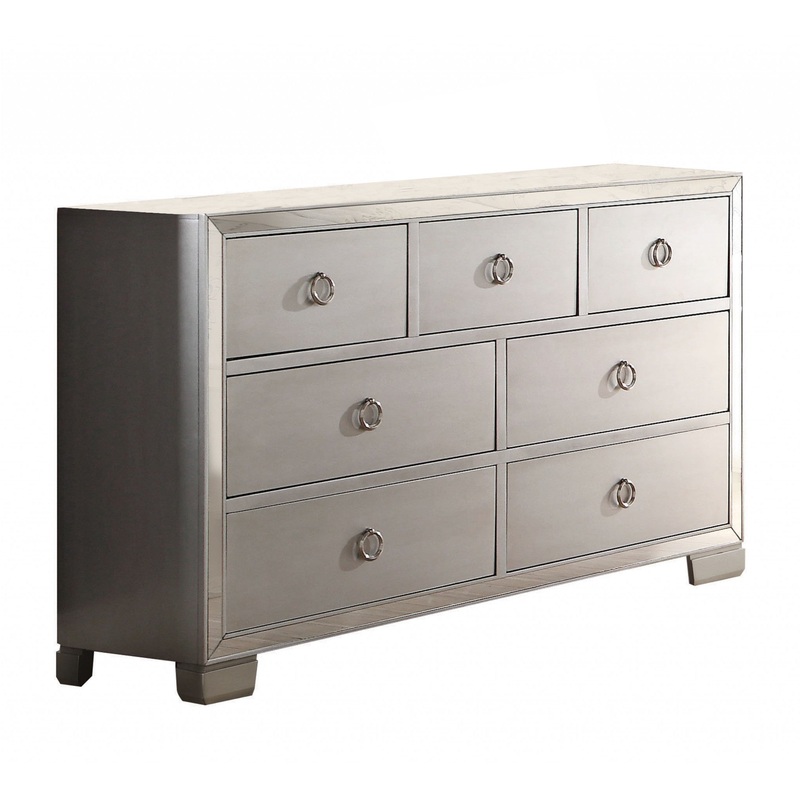 Platinum Solid and Manufactured Wood Seven Drawer Triple Dresser By Homeroots