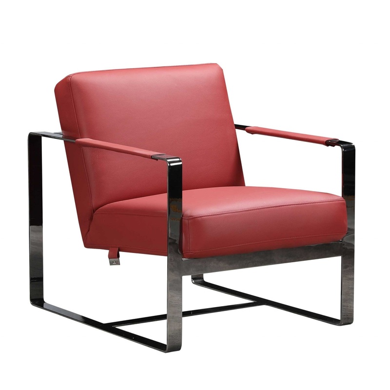 Red And Black Genuine Leather Arm Chair By Homeroots