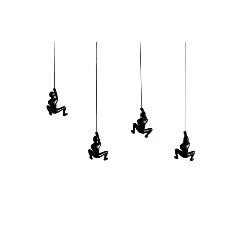 Set of Four Black Resin Novelty Hanging Dimensional Sculpture By Homeroots